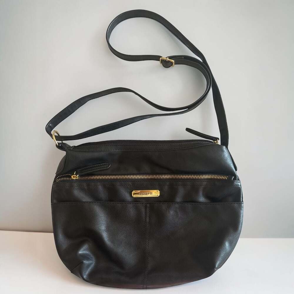 Rosetti Black Faux Leather Crossbody Bag